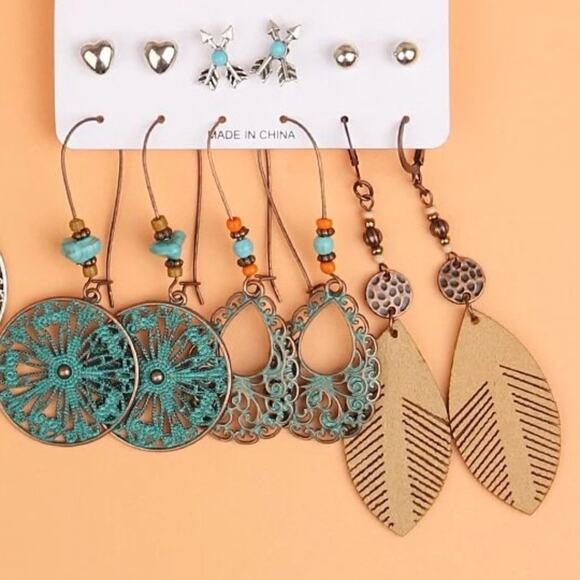 NWT 6 Pair Boho Dangle and Stud Earrings - Picture 1 of 1
